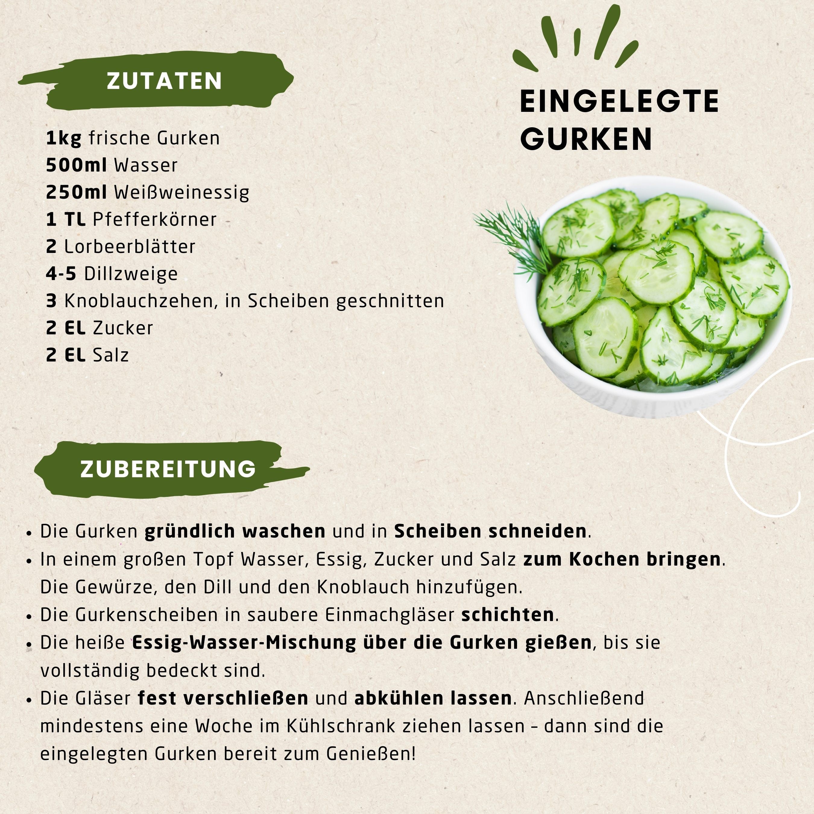 Erfrischende eingelegte Gurken