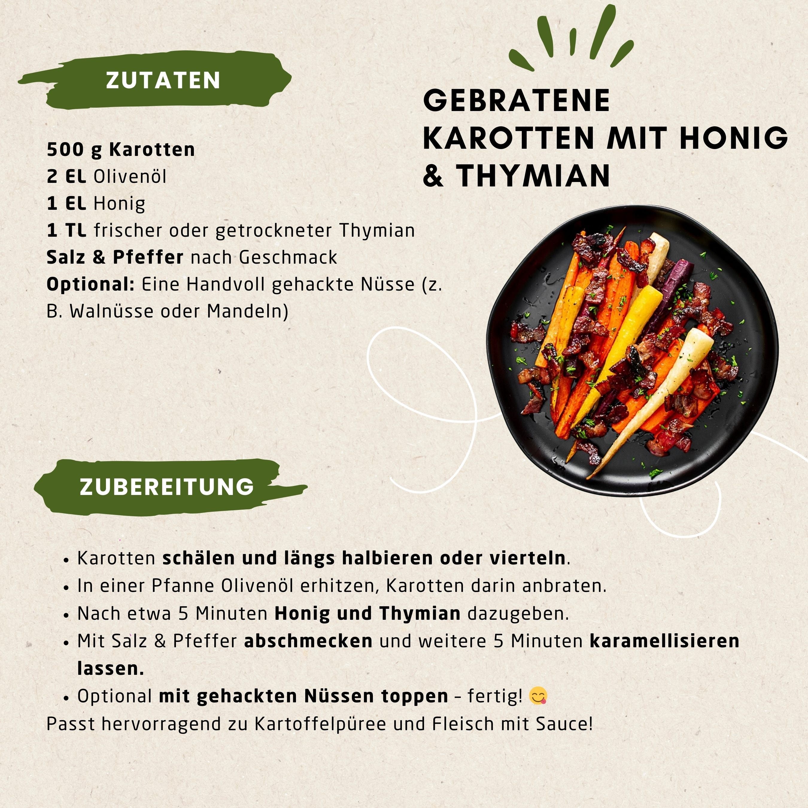 Gebratene Karotten mit Honig & Thymian
