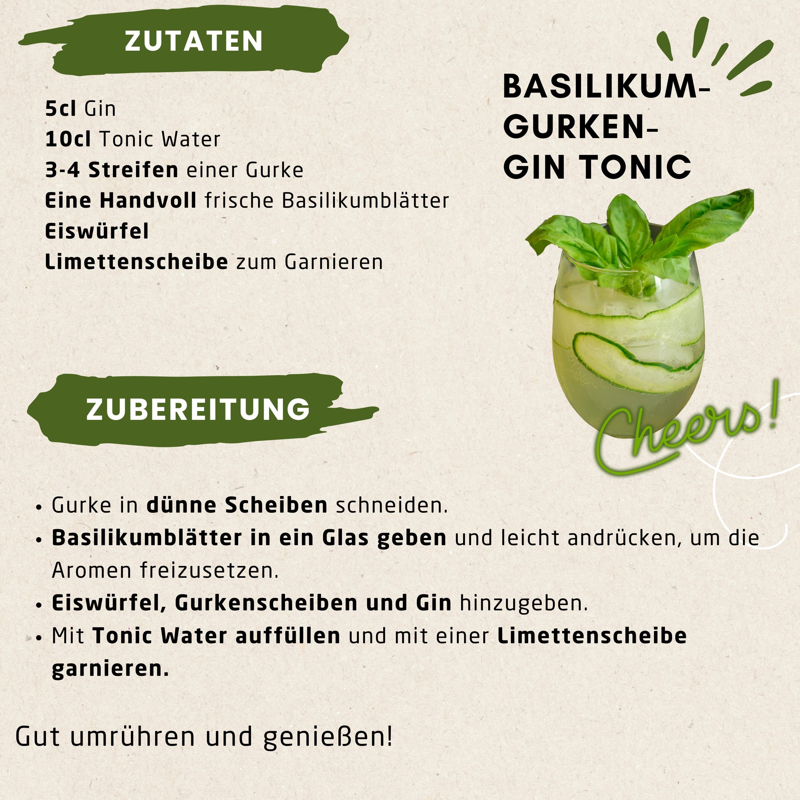 Basilikum-Gurken-Gin Tonic