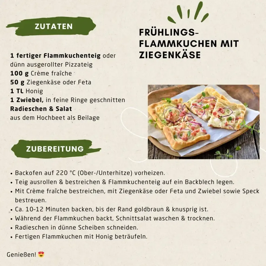 Rezept: Frühlings-Flammkuchen mit Salat